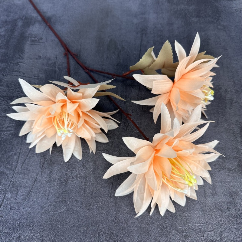 3 grandes crisantemos dahlia, accesorios de fotografía, decoración de boda, flores artificiales, flores de seda, flores falsas, ramo de flores