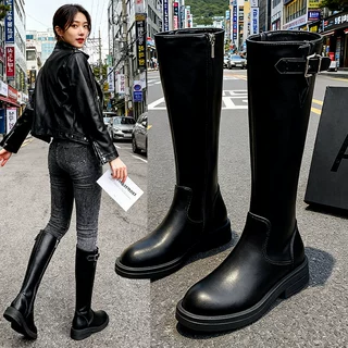 骑士靴女高筒2026秋季新款马靴小个子长筒不过膝靴子女马丁靴长靴
