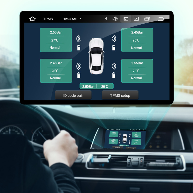 Android Large-Screen Tire Pressure Monitoring External Car Navigation Tire Pressure Monitor USB Receiver Tpms Cross-Border Exclusive Supply