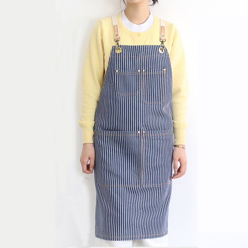 Transfronterizo Amazon jeans rayas delantal personalizado logotipo de té restaurante camarero ropa de trabajo delantal personalizado al por mayor