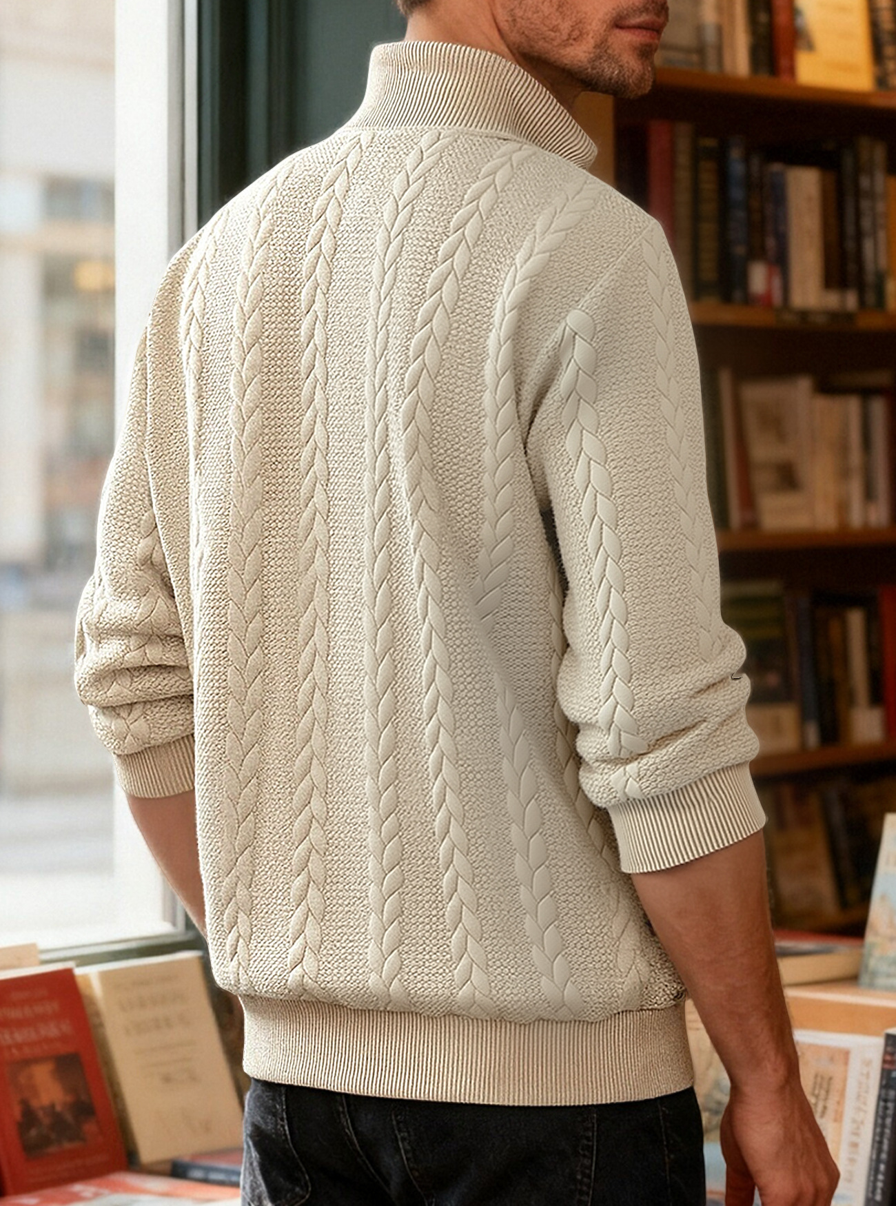 Cross Border American Retro Casual Stand Collar Zipper Pullover Loose Knitwork Long Sleeve Outdoor Custom_voghion.com