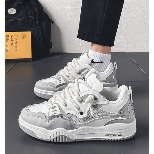 Men's Spring New Casual Shoes, Versatile Student Retro Minority Thick Sole Height Leisure Sports Sneakers