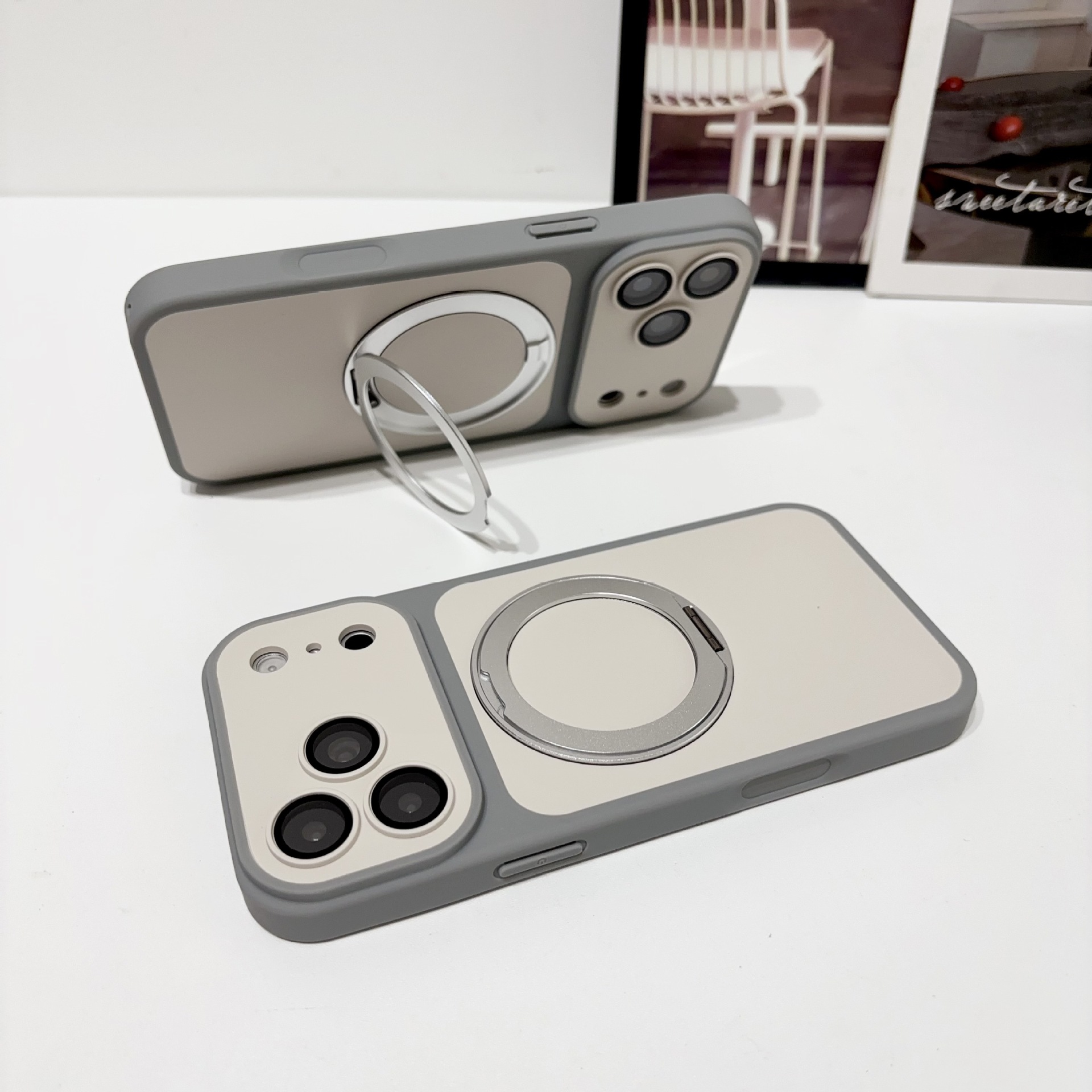 Funda Magnética con Soporte Giratorio para iPhone 18 Pro / 17 / 16 de PC Antigolpes