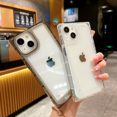 簡約方形太空殼適用iPhone15promax蘋果14手機殼iPhone13透明12女