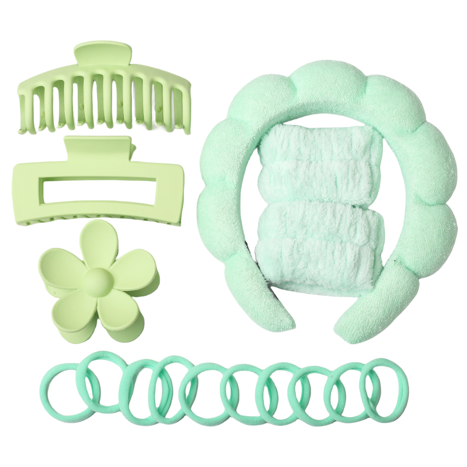 Diadema de nube de giro de esponja transfronteriza, pulsera de lavado de cara, anillo para el cabello de nailon, juego de pinzas de plástico grande, accesorios para el cabello image 10