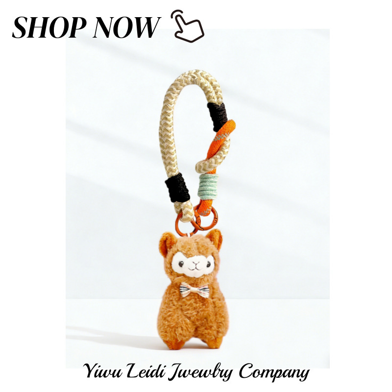 Original Cute Bow Tie Plush Alpaca Keychain Backpack Pendant Doll Machine Small Toy Student Sheep Pendant