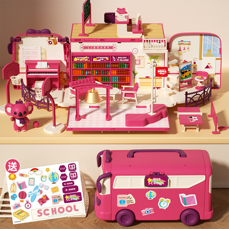 Koala Diary Bus Casa de juegos Chica Sorpresa Variedad Koala RV Niños Simulación Casa de muñecas Juguetes de escena
