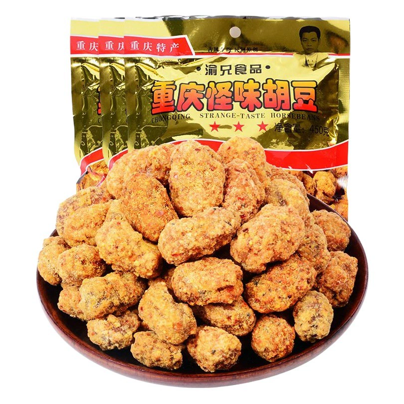 Острая закуска из широколистых бобов Юэшонг (450 г), специальность Чунцин, готовая к употреблению, оптом, в целой коробке