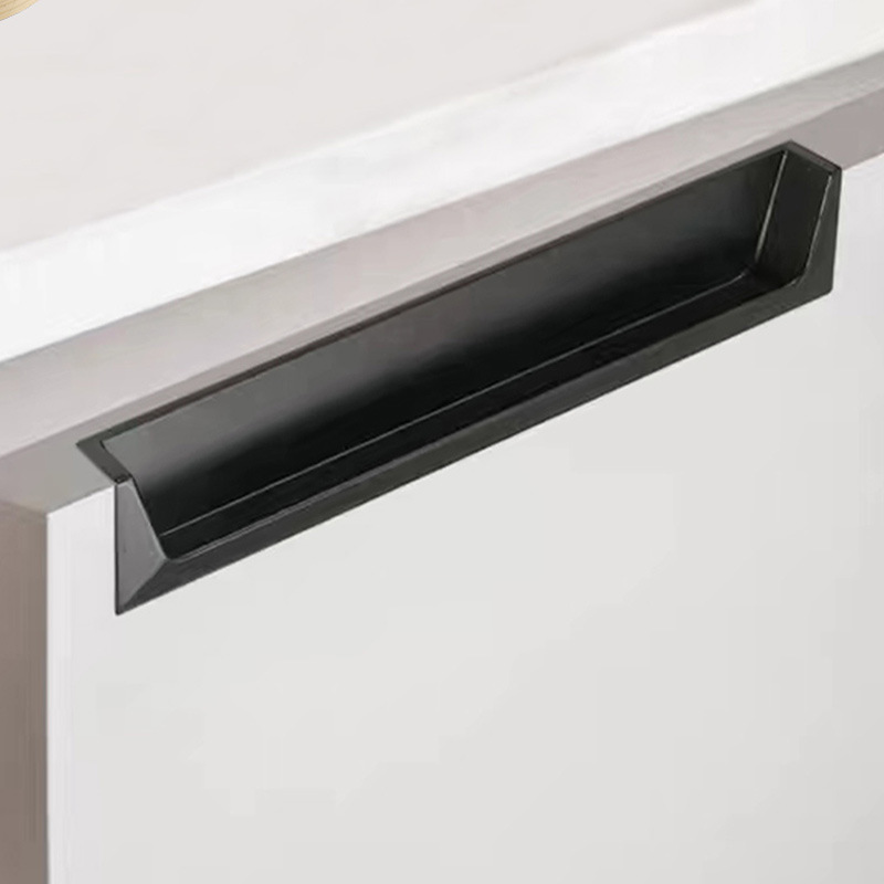 Invisible integrated handle Nordic minimalist gold white black sliding door cabinet built-in furniture drawer small handle