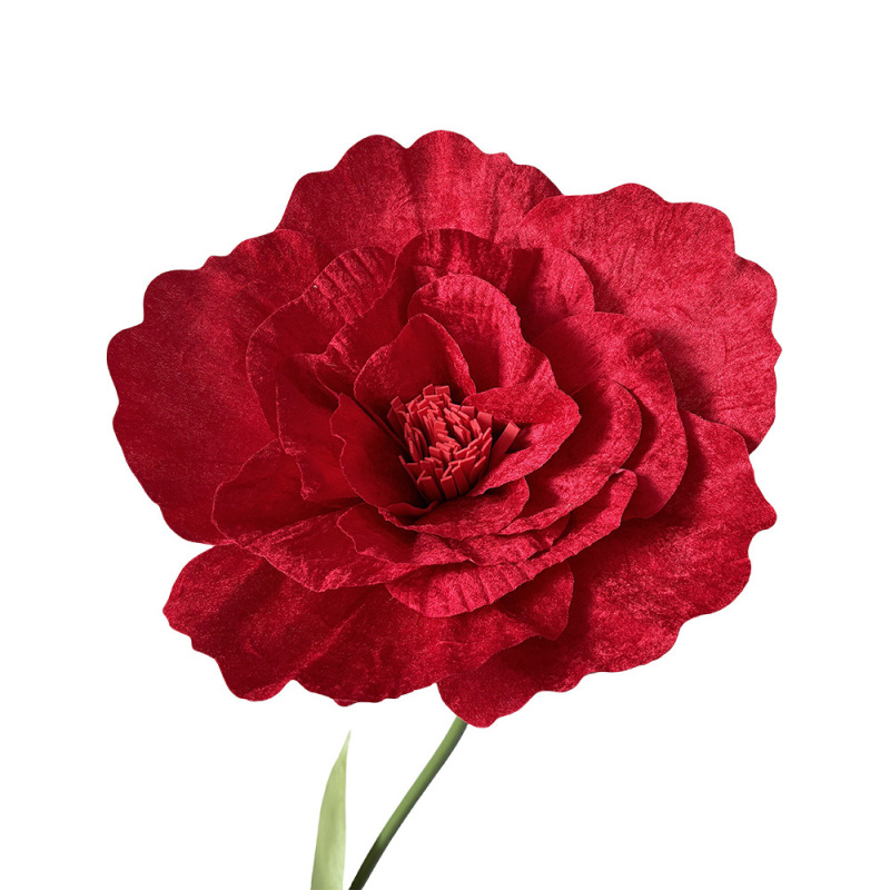 大規模なシミュレーションの絨毯の牡丹の花の結婚祝いの偽の花のショーウインドーは映画館を展示してワインの赤色の人工のバラの大きい花を撮影します。|undefined