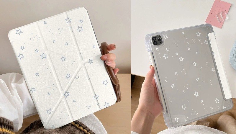 适用iPad Pro 11泼墨星星Y折边贴平板保护壳亚克力iPad Pro13简约|undefined