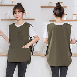 简约家用厨房马甲围裙新款工作服男女餐饮耐脏工作服logo印字