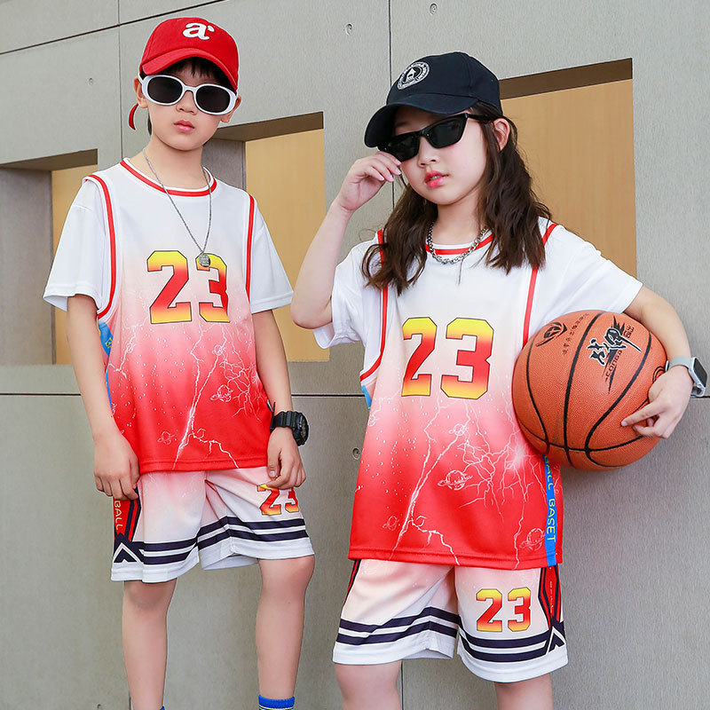 Gradual Change Children's Basketball Clothes suit Boys and Girls Summer Quick-drying No. 24 Jersey Short-sleeved Sports Clothes for Primary School Students