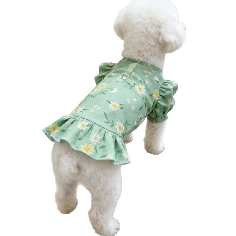 Ropa de mascotas Teddy Boomerang primavera y verano ins princesa delgada chaleco gatito 26 falda de burbujas de flores image 5