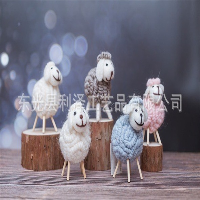 卡通绵羊挂件羊毛毡羊挂件圣诞树饰品配件圣诞花环用品圣诞羊吊饰