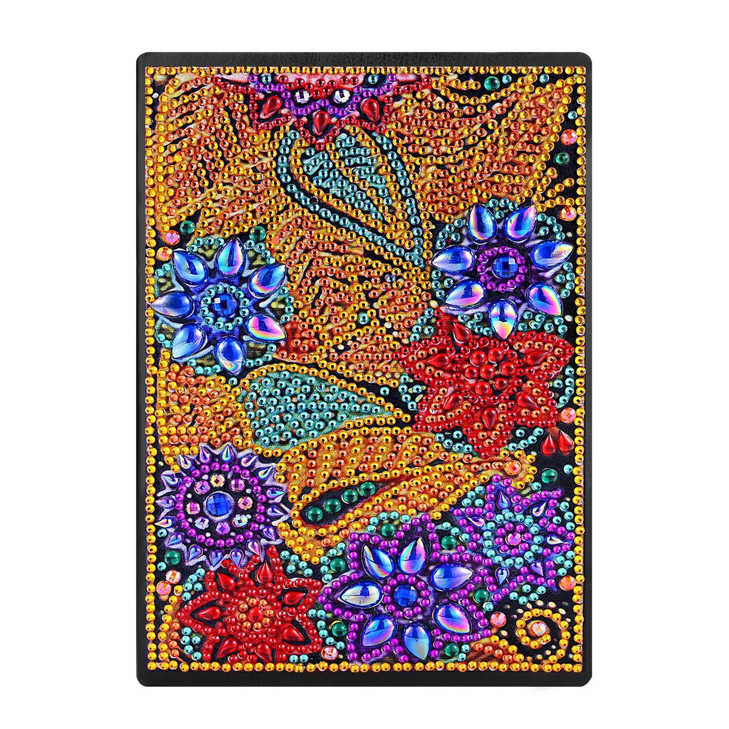 Cuaderno de dibujo de diamantes transfronterizos 5d punto diámetro pintura pegatinas de sexo opuesto mariposa DIY manual cuaderno de notas de cristal