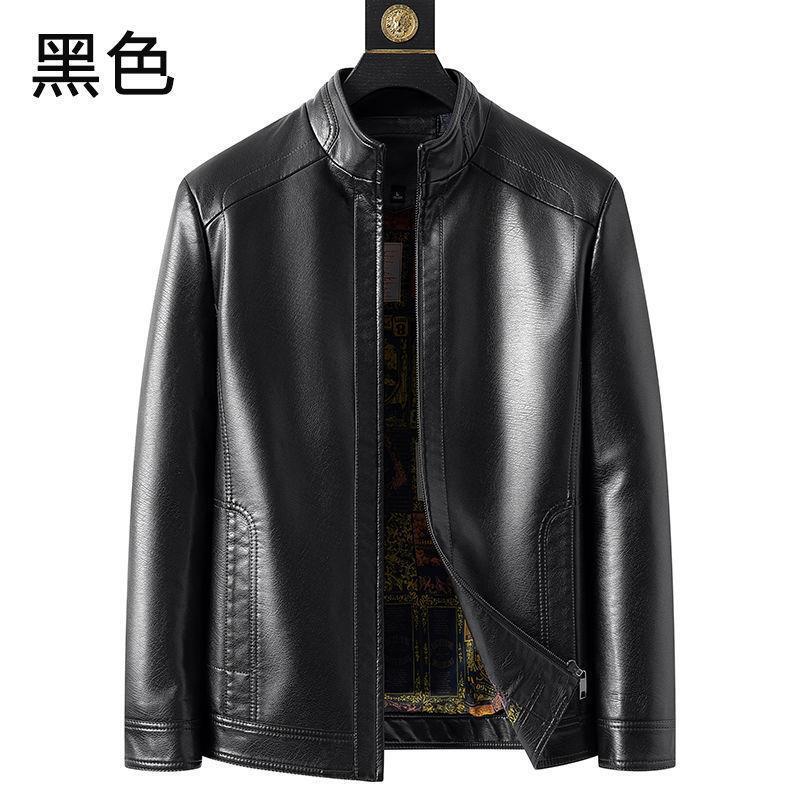 秋冬头层海宁皮衣男中年爸爸装绵羊皮男士休闲大码皮夹克加绒外套|undefined