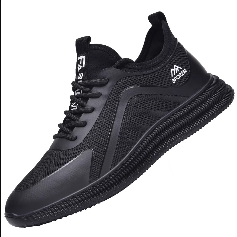 Men's shoes Summer 2023 New mesh breathable men's sports shoes Summer lightweight trend casual black shoes Men