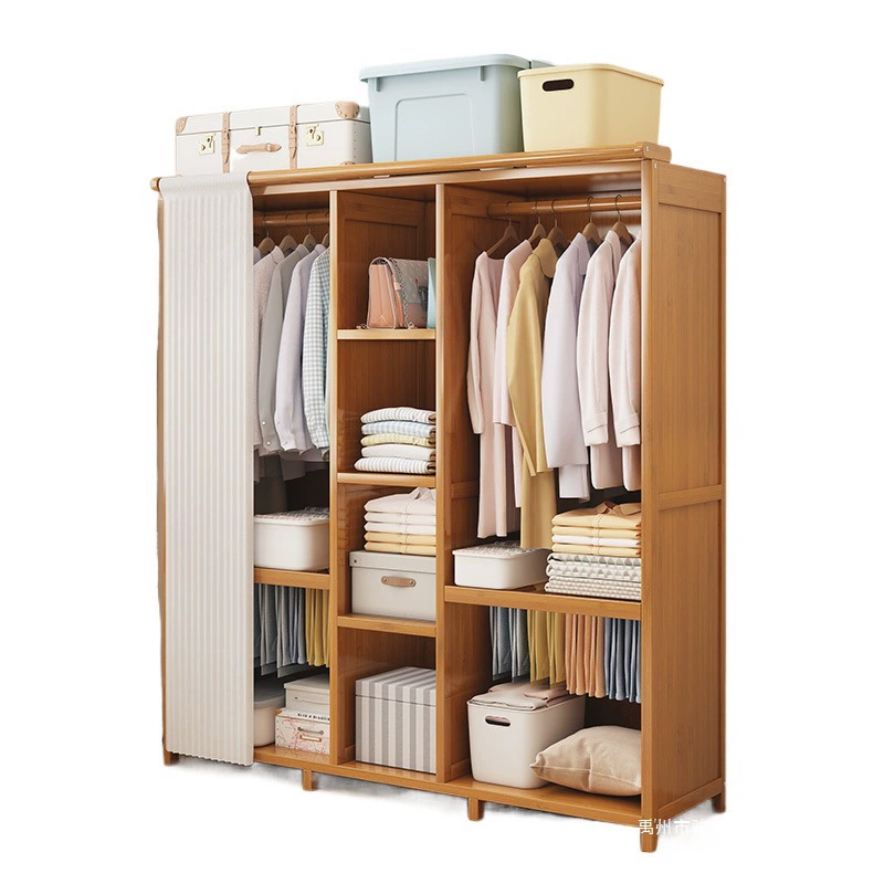 Wardrobe Storage Unit, pull-curtain design, modular lengths 0.52–1.7 m, economical assembly