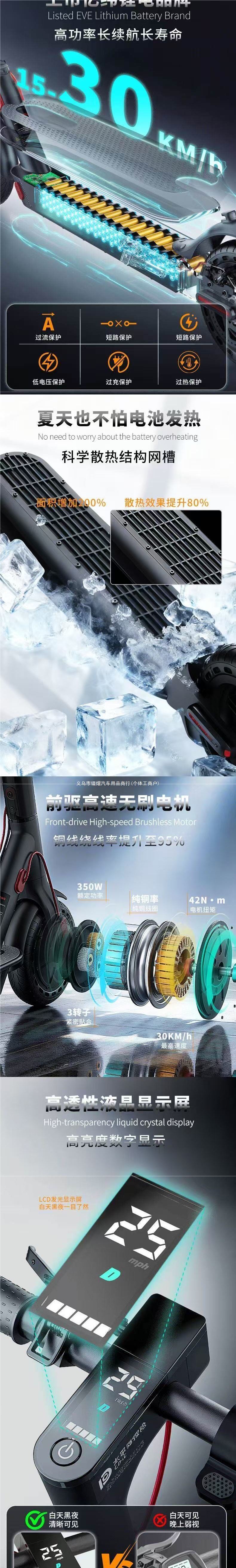 Electric scooter, foldable electric vehicle, easy to ride, lightweight two-wheeled transportation for adults, portable and compact for commuting