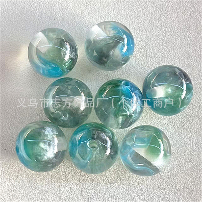 16mm树脂双色水雾晕染猫眼串珠diy串珠笔手机链钥匙扣车挂等配件|undefined