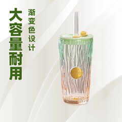 コーヒーカップ 650 ミリリットルクリエイティブ高価値ガラスストローカップ会議サインインギフト卸売インスタイル大容量