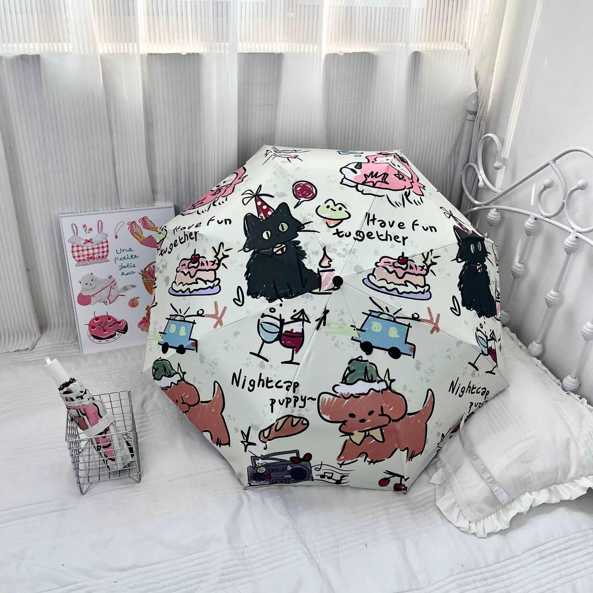 Automatic cute umbrella solar-powered, sun protection, UV protection