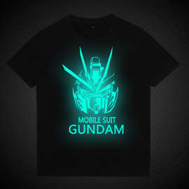 儿童t恤男夜光棉宽松大码潮牌半袖中大童装夜光发光短袖上衣