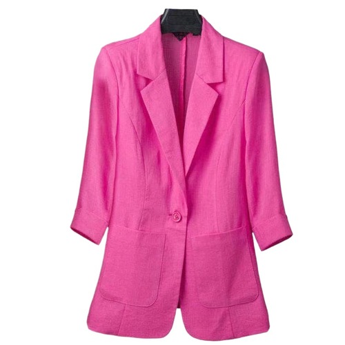 Linen blazer women's thin summer suit Korean style sun protective clothing casual British style women's white black