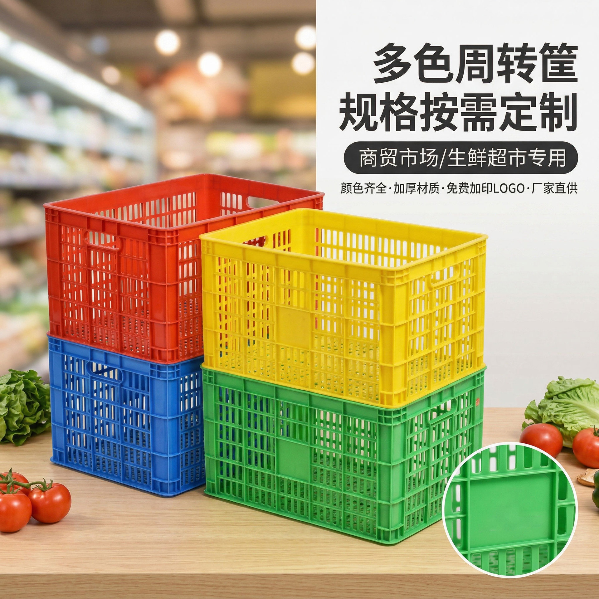 Cestas de plástico blancas de frutas gruesas verduras expresas clasificadas marcos de plástico huecos precios de fábrica de suministro directo caja de rotación image 3