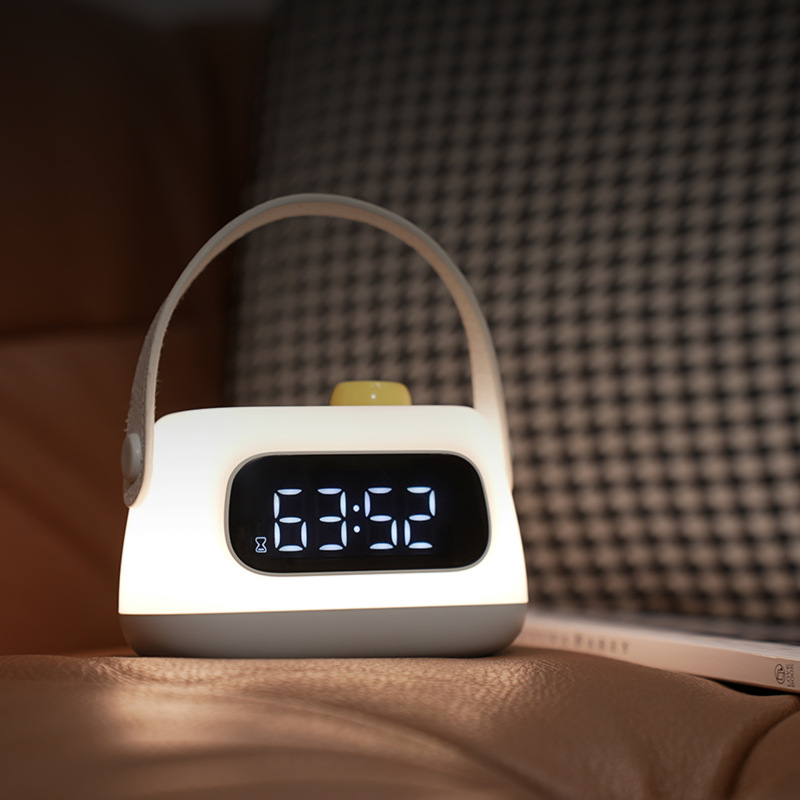 ポータブル目覚まし時計テーブルランプ USB 充電無段階調光タイマーランプ LED 睡眠学生スヌーズ電子時計タイマー|undefined