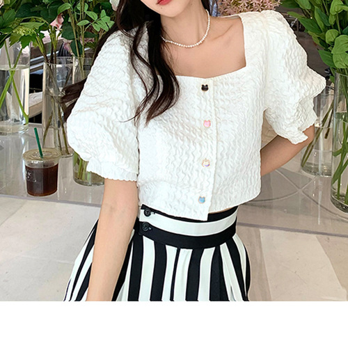 High-end animal button knitting sweater shirt, open-front, decorated with cute cartoon cat buttons, women's accessories