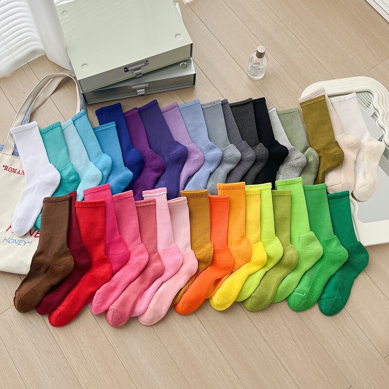 Colorful Socks with Towel Bottoms, Korean Style Mid-Calf Socks, Men's Basketball Socks, Women's Dance Yoga Non-Slip Sports Socks, Sweat-Absorbent Colorful Socks with Towel Bottoms, Korean Style Mid-Calf Socks, Men's Basketball Socks, Women's Dance Yoga Non-Slip Sports Socks, Sweat-Absorbent