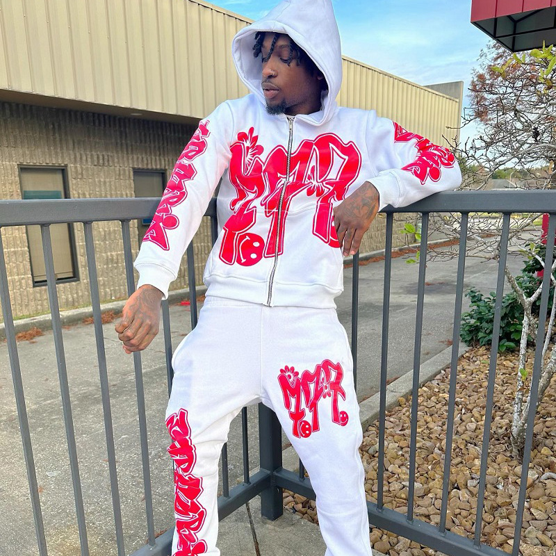 Herrenbekleidung Modetrend bunter Buchstabendruck loser Pullover Hip-Hop-Straßenkleidung Strickjacke lässiges Oberteil_voghion.com