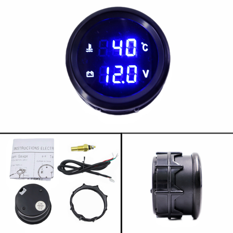 Cross-Border Hot-Selling 12V/24V Universal 2-Inch 52mm Digital Display Car Modification Water Temperature and Voltage 2-in-1 Gauge Cross-Border Hot-Selling 12V/24V Universal 2-Inch 52mm Digital Display Car Modification Water Temperature and Voltage 2-in-1 Gauge