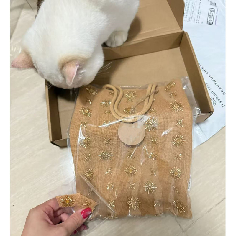 ビーズ刺繍バケットバッグ 2025 夏ポータブルショルダーバッグ新中国風のファッション多用途クロスボディバッグコットンとリネンバッグ|undefined