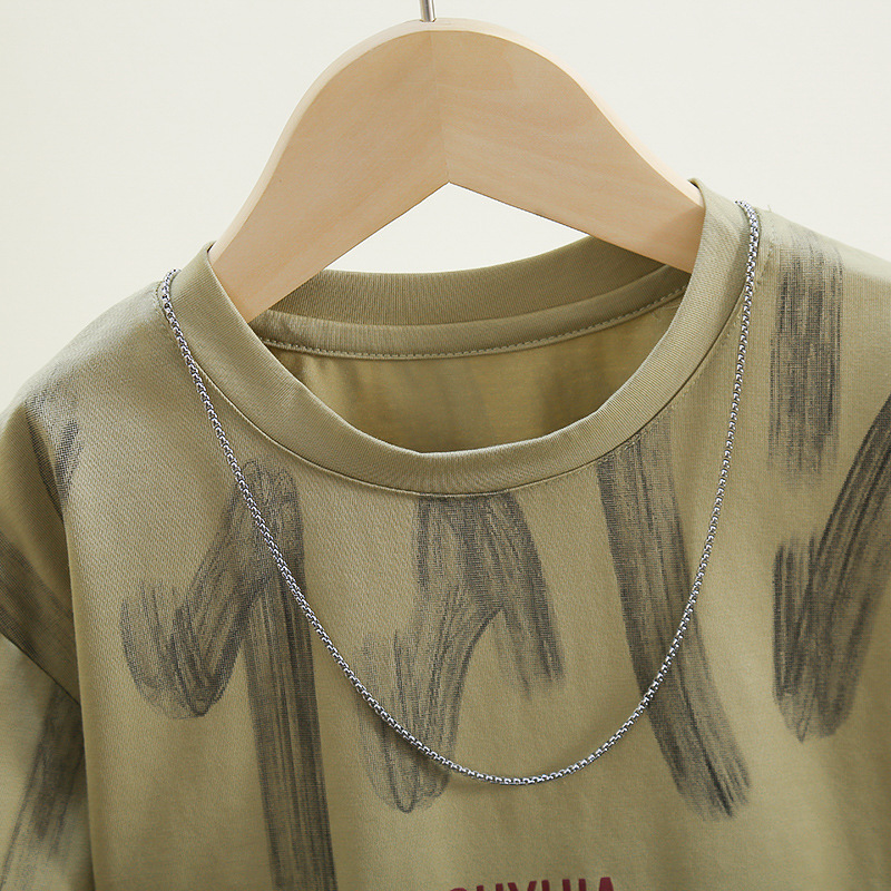 7839 Camiseta de verano para niños 2025 nuevo estilo estilo occidental verano para niños de manga corta para bebés ropa de verano delgada para niños