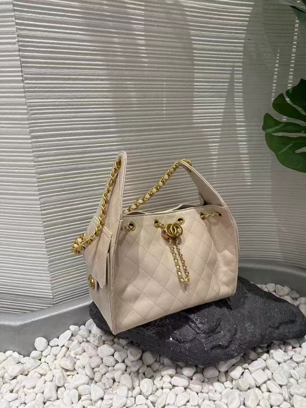 hobo包高级感菱格小香风水桶包链条抽带包中古单肩腋下包通勤女包|undefined