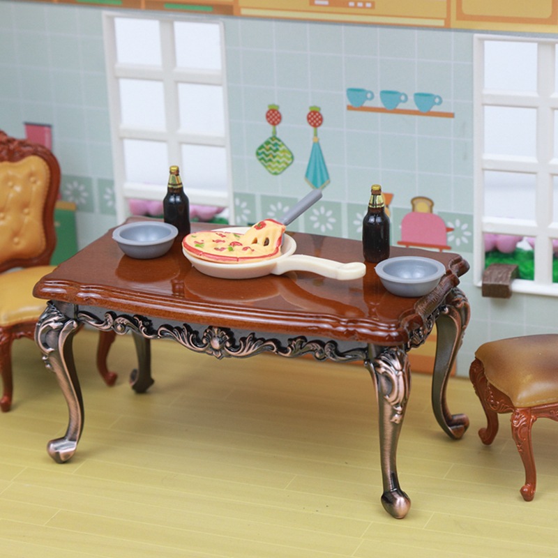 새로운 인형 집 액세서리 미니어처 가구 세트 빈티지 커피 테이블 스퀘어 테이블 플레이 하우스 액세서리 장난감 거실 장식품