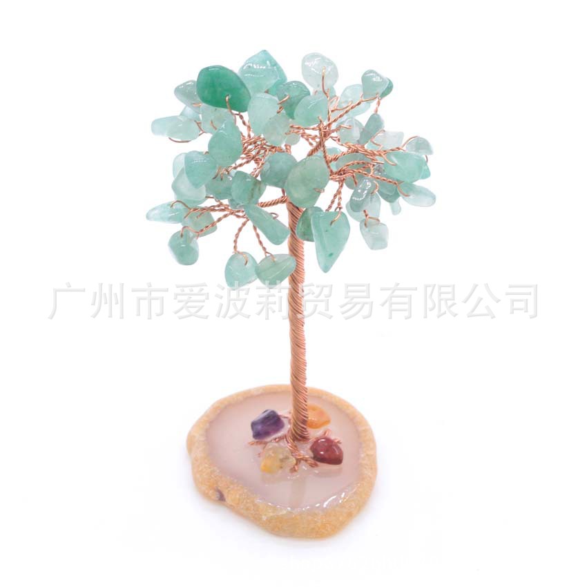 Cristal grava ágata pieza base fortuna árbol decoración hogar creativo artesanía decoración de escritorio