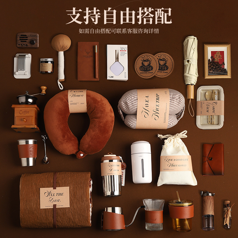 Caja de regalo de mano para clientes, taza de café portátil al aire libre, molinera de frijoles de mano para el hogar