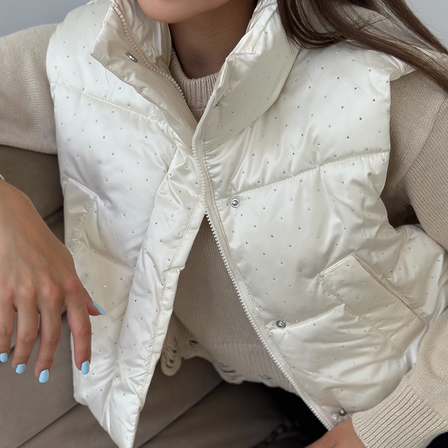 Women's Clothing Cotton vest women 2024 spring and autumn new style stand up collar thickened loose short diamond sleeveless vest jacket_ecoleips.com