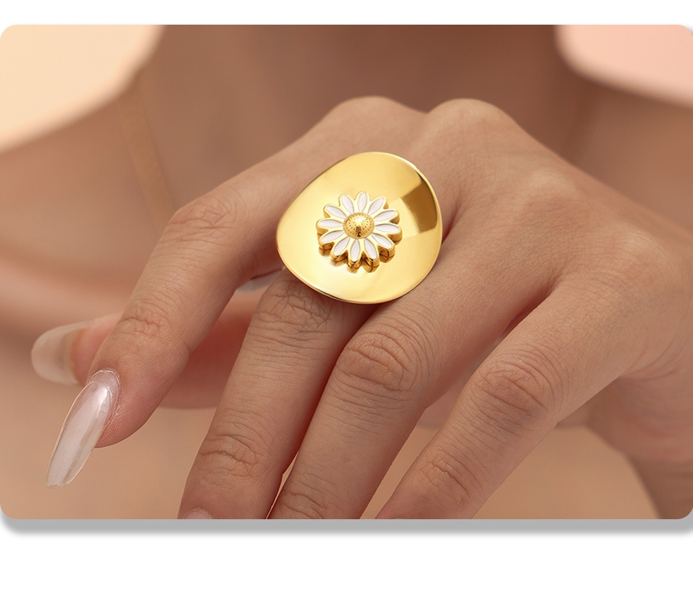 Boucles d'oreilles pendantes Drip Oil Niche Design Fleur, style marguerite, polyvalentes et élégantes. Ensemble de boucles d'oreilles anneaux circulaires haut de gamme._voghion.com