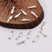 厂家直销银色做旧锦鲤上岸小鱼隔珠 diy手工编绳串珠手链饰品配件