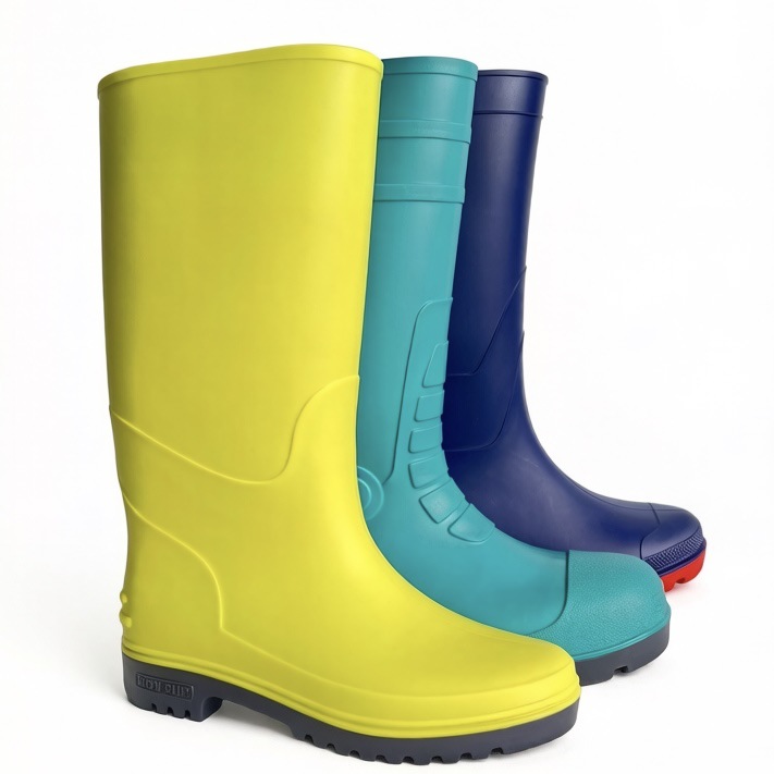Zapatos de lluvia de protección laboral de PVC para hombres zapatos de goma antideslizante de barril alto zapatos de agua espesar tendón fuente al por mayor