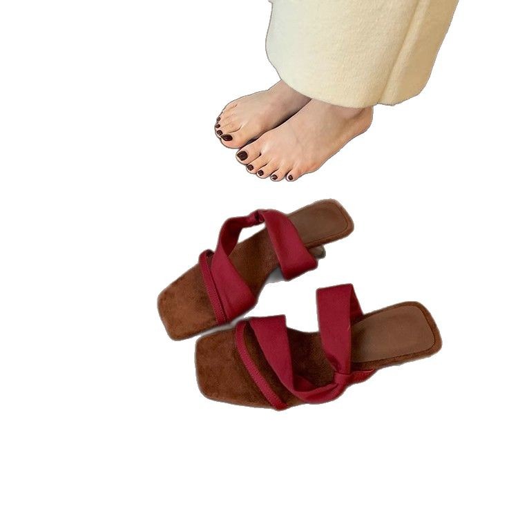 Sandalias de cuña de diseño de nicho de todo fósforo de moda sandalias francesas de primavera y verano zapatos de mujer sandalias y zapatillas de tacón alto con punta abierta