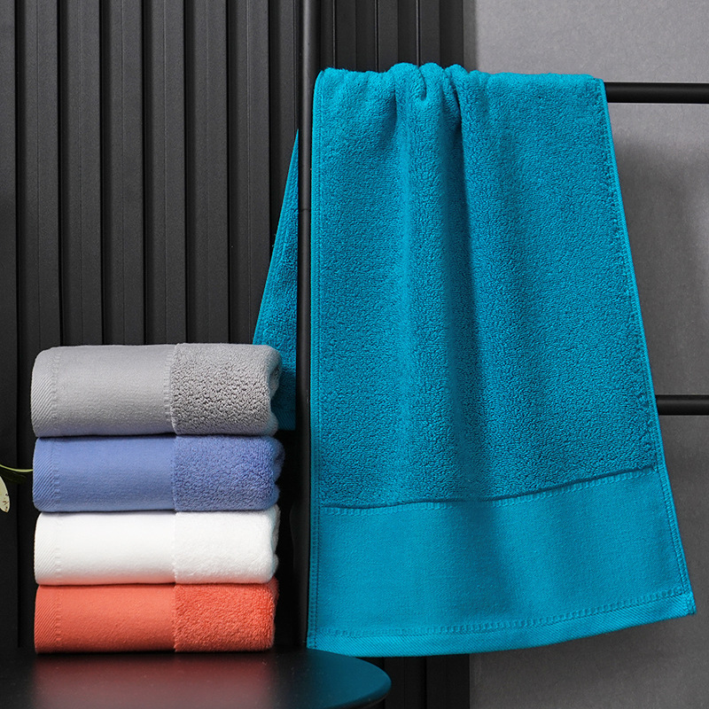 Popular Hilton Hotel Bath Towels, All-Cotton Beauty Salon Beach Towels with Embroidered Logo, Class a Pure Cotton Wholesale Thickened Version
