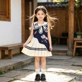 女童兔子警官公主裙夏装小女孩无袖连衣裙2026新款儿童绝美背心裙
