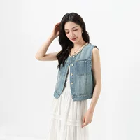 Джинсовая куртка с бриллиантами с вырезным вырезом Xinge Summer 2025 тонкий тонкий хлопок Tiansi свободный тонкий короткий топ