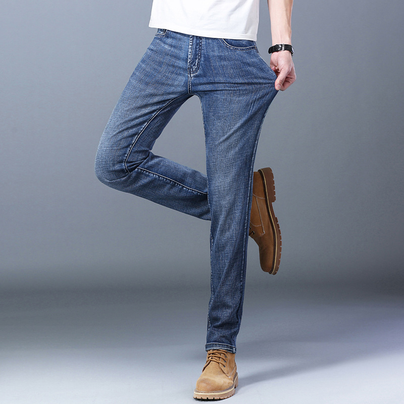 Pantalones Vaqueros para Hombre Su Lee, Otoño e Invierno, Corte Recto, Holgados, Elásticos, de Negocios, Modernos, de Marca, Transfronterizos